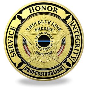 Thin Blue Line Sheriff Challenge Coin Law Enforcement Prayer Police Officer Collection Gift