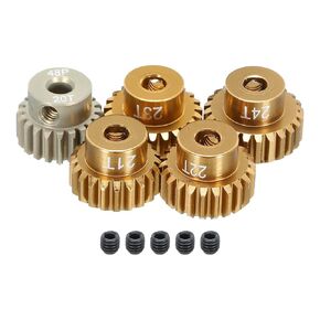 MECCANIXITY 5Pcs RC 48DP Motor Pinion Gear 3.175mm Shaft 20T/21T/22T/23T/24T Hardened Pinion Gears Aluminum for 1/10 1/12 RC Model Car, RC Motor