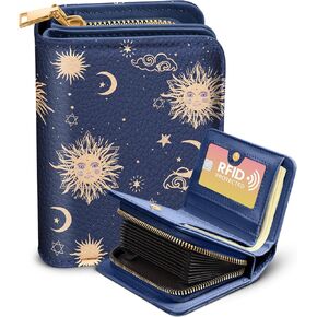 Bistup Credit Card Holder Wallet for Women - Cute Leather Ladies Teen Girls Female Cardholder Wallets Accordion Purse Small Medium Aesthetic Strawberry Print Unique Modern Rfid Zipper Around
