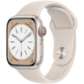 Apple Watch Series 8 (GPS + Cellular, 41MM) - Starlight Aluminum Case with Starlight Sport Band, S/M (Renewed)