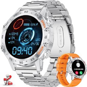 LIGE Smart Watches for Men, 1.39" Military Smartwatch with SpO2, Sleep Monitor, Step Counter, 24/7 Heart Rate, Tactical Fitness Watch with 100+ Sports Modes, Make/Answer Call, Metal Band, Black