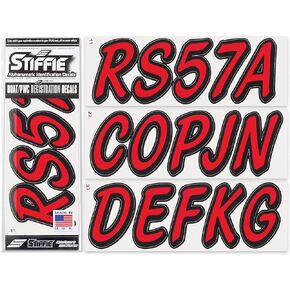 Whipline Solid Silver/Black 3" Alpha-Numeric Registration Identification Numbers Stickers Decals for Boats & Personal Watercraft