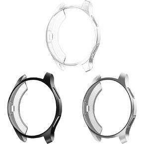 3 Pack - Fintie Case Compatible with Samsung Galaxy Watch 42mm SM-R810 (Not Fit for Watch 4 Classic 42mm), Soft TPU Slim Plated Case Protective Bumper Shell Cover, Black/Rose Gold/Clear
