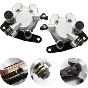 Front Left & Right Brake Calipers & Pads Replaces # 3GD-2580T-01-00 3GD-2580U-01-00 Replacement for Yamaha Banshee Big Bear Grizzly Kodiak Raptor Warrior Wolverine YFM 125 250 350 400 450 660 YFZ350