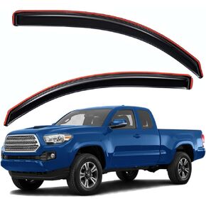Lightronic WV192430 in-Channel Side Window Visor Deflector Rain Guard, Dark Smoke, 2-Pieces Set, Fits 2016-2023 Toyota Tacoma Access Cab