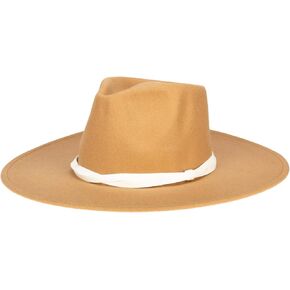 San Diego Hat Co. Women's Faux Felt Wide Brim Fedora with Twisted Band