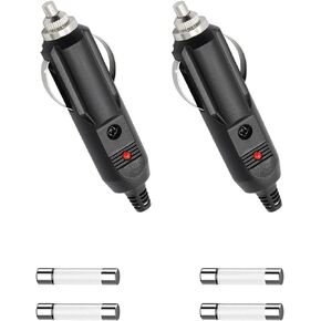 2PCS Cigarette Lighter Male Plug, 12V Aux Socket Plug Cigarette Lighter Replacement with 15A 20A Fuse, 24V Power Adapter Socket with Indicator, Car Cigarette Lighter Plug