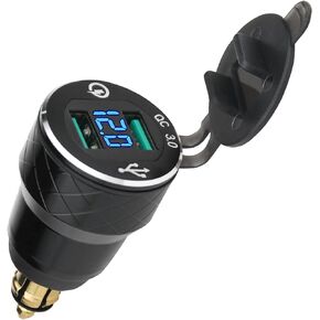 Motorcycle Power Adapter DIN Hella Plug to Dual Quick Charge 3.0 USB Charger Compatible with BMW Triumph Tiger Ducati Motorcycle