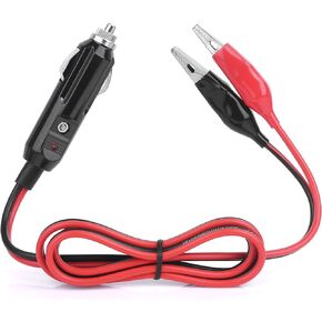 Jtron Cigarette Lighter Plug Extension Cable With Small Alligator Clip 15AWG Copper Wire Core Max 15A 12V/24V Support High-power (3m)