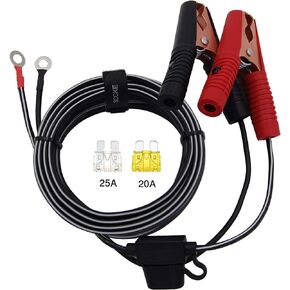 12ft / 3.66m 14 AWG Extension Cord Eyelet Terminal with Battery Clamp 12V/ 24V Battery Clip-On For High-power inverter,boat,RV battery,air pump,car fridge,car cooler,cart fan and other device