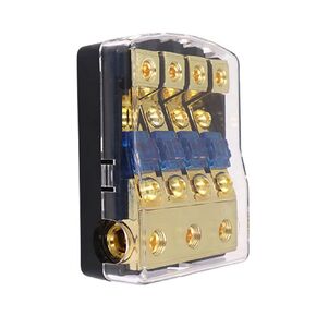 4 Way Fuse Holder HiFi Auto Fuse Distribution Block 60 Amp 12V Fusible Support 0 2 4 Gauge in 4/8 Gauge Out