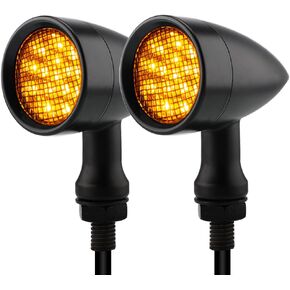 رصاصة LED بدوره إشارة الضوء دراجة نارية الجبهة الخلفية المؤشر الصغير الوامض العالمي متوافق مع هارلي ديفيدسون هوندا كروزر الحديد سوفتيل شارع الدراجة مقهى المتسابق بوبر (B-كروم-العنبر)