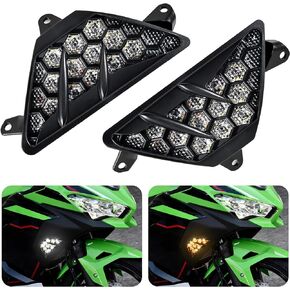 LED Front Turn Signal Indicator Light for Ninja400 13-24, Amber Turning Lamp and White Daytime Running Lights Lamp for Kawasaki Ninja 400 Ninja 300 Ninja 650 Ninja 1000 2013-2024 Accessories