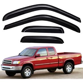 Lightronic WV94815 Outside-Mount Side Window Deflectors & Visors Vent Rain Guards, Dark Smoke, 4-Pieces Set, Fits 2000-2006 Toyota Tundra Access Cab