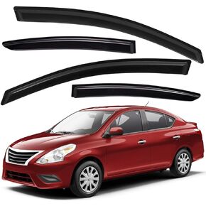 Lightronic WV94298 Outside-Mount Side Window Visor Deflector Rain Guard, Dark Smoke, 4-Pieces Set, Fits 2012-2019 Nissan Versa Sedan (EXCLUDES Hatchback)