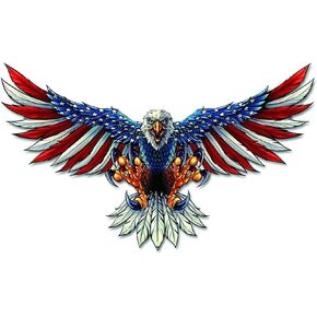 2 Pack American Bald Eagle Flag Decal Sticker - 12 Inch - Vinyl Car Truck Bumper Patriotic Waterproof Decal Eagle for Car Truck Trailer SUV Van Outdoor Window Wall Laptop Tablet Cup Smooth Surface