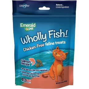 الزمرد الحيوانات الأليفة السمك بالكامل! حلوى القطط الخالية من الدجاج، وصفة السلمون - حلوى سمك السلمون اللذيذة والمقرمشة للقطط مع سمك السلمون الحقيقي - خالية من الدجاج، خالية من الحبوب، مكافآت طبيعية للقطط - مصنوعة في الولايات المتحدة الأمريكية، 3 أونصة in Kuwait