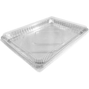 1/2 Size Sheet Cake Aluminum Foil Pan w/Clear Low Dome Lid (Pack of 10 Sets) 17.1 L x 12.3 W x 1.25 D
