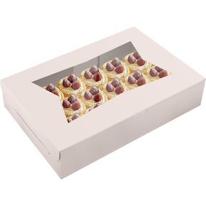 10PCS Bakery Boxes, 12"x8"x2.5" Cake Boxes with Window, Cookie Boxes Strawberry Boxes for Chocolate Covered Strawberries, Pies, Donuts, Cookies, Muffins, Chocolates, Party
