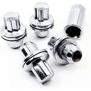 Set of 4 Veritek 14x1.5mm 1.85 Inch Length 0.90 Inch Shank 19mm Key Hex OEM Chrome Mag Seat Wheel Locks for Range Rover Factory Wheels