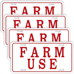 Blulu 4 Pieces Farm Use ID Tag Sign Aluminum Reflective Sign Rust Free Farm Use License Plate Weatherproof Metal Farm Signs Easy to Install, 12 x 6 Inch, Red and White