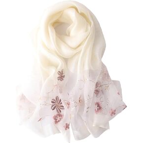 Silk Wool Scarf Elegant Soft Scarf Shawls and Wraps for Weddings Embroidered silk scarf Shade Scarves for Women