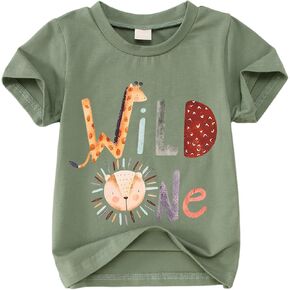 قميص عيد ميلاد Wild One 1st للأطفال الأولاد والبنات تي شيرت بعمر سنة واحدة ملابس حفلات B-Day تي شيرت لطيف بأكمام قصيرة in Kuwait
