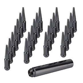 24PCS Red 9/16 inchx18 Lug Nut with 1 Socket Key,4.4'' Tall Closed End Lug Nuts for 1994-2011 Dodge Ram 1500 2500 3500/1988-1998 F250 F350(HEX:3/4'')
