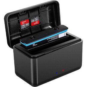 Fast Battery Charger Hub for Insta360 X4, Quick Portable 2 Channel Battery Charge Storage Station with Misro SD Card Slots (X4 Charger Hub Only)