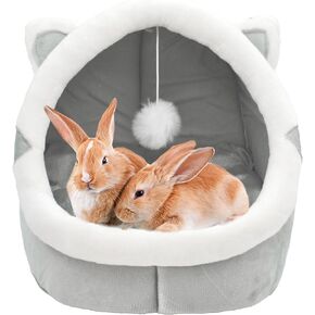 PINVNBY Rabbit Bed Warm Guinea Pig Hideout Cave Bed Bunny Tent House Cozy Foldable Winter Nest Cute Washable Small Animal Cage for Cats Ferret Dwarf Rabbits Chinchilla Other Small Animals