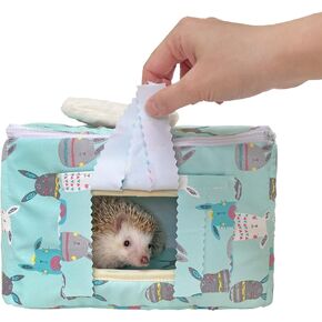 Handmade Portable Sleeping Bag Pouch House Hideout Cave Habitat for Hedgehog Bed Guinea Pig Ferret Squirrel Small Animal Bed Nest House Cage Forest Hidey Curtain (Beige)