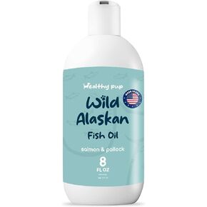 Wild Alaskan Salmon Oil for Dogs with Pollock Oil - 8 oz of Pollock and Salmon Oil, Omega 3 Fish Oil, EPA, and DHA - Dogs Skin and Coat Supplement - Made in USA