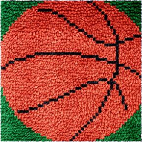 Numptain Latch Hook Kits for Kids,DIY Rug Crafts Basketball Pattern Color Printed Canvas,Latch Hook Kits for Beginners Handmade Needlework Crafts Home Decoration,12"x12"NT1