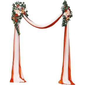uxcell Wedding Arch Draping Fabric Artificial Flowers Kit Pack of 4, 2pcs Simulation Flower 2pcs Curtains with Zip Ties for Wedding Party Reception Backdrop Decor, Beige and White