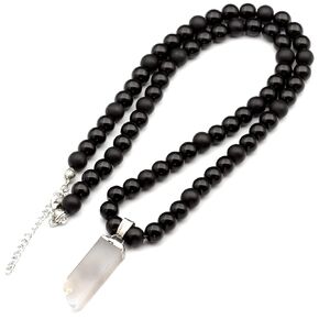 ElisaJewelryArt - Unique Natural Tiger Eye Pendant Necklace Black Onyx Beads Necklace Genuine Gemstone Power Stone Clasp Closure Necklace Unisex Necklace (22, Tiger Eye)