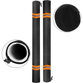 1 Pair Boat Trailer Guide Pole Pad and Cover, Black Boat Guide Pole Covers Heavy Duty 600D Oxford Cloth Foam Protector Boat Trailer Pads for Guides with Reflective Strips and Capped Ends