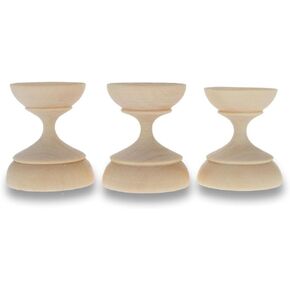 BestPysanky Set of 3 Unfinished Blank Wooden Ukrainian Easter Egg Stand Holder Display 1.5 Inches