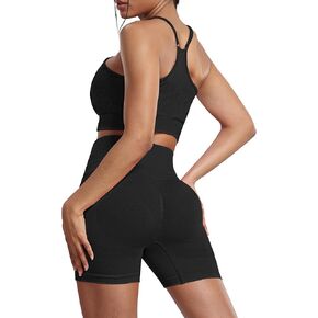 NORMOV Butt Lifitng Workout Sets Women,Seamless Gym Scrunch Booty Shorts Sets