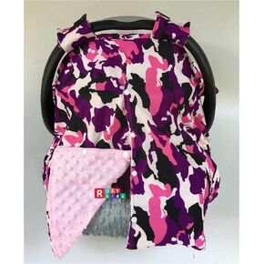 Infant Carseat Canopy Cover 1pc Wind Proof Baby Car Seat Cover, Sunshade Cover, Boys and Girls, Fits Any Baby Car Seat, Baby Pink Chevron Grey Damask