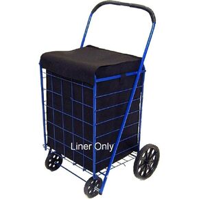 Utility Folding Shopping Cart Liner with Privacy Top Cover - Water Resistant, Lightweight, Non-Woven, Breathable Material, Fastens Securely - Protects Groceries and Laundry During Transit (Black)
