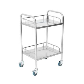 Pearington 2-Shelf Rolling Medical and Lab Cart, Portable Workstation with Swivel Casters, Stainless Steel Mobile Utility Cart for Storage in Clinics, Labs, Salons, and More, 23.58'' L x 15.72'' W