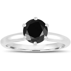 1/2-10 Carat Total Weight Round Platinum Round Black Diamond Ring (AAA Quality)