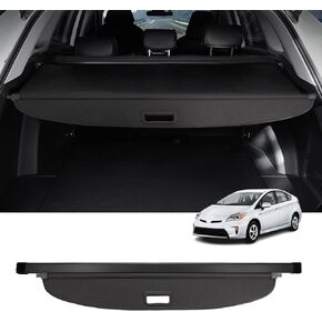 Powerty Compatible with Cargo Cover Toyota Prius 2010-2015 Trunk Security Cover Retractable Shielding Shade Black No Gap