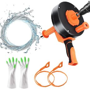 Drain Auger,43ft Plumbers Snake with Drill Attachment, Drain Snake Toilet Auger for Kitchen Bathroom Shower Sink