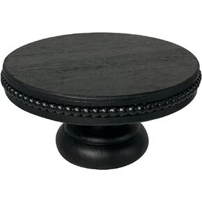 White Wash Display Wood Riser, 8.25¡± Shabby Chic Pedestal Tray Decor with Beads, Farmhouse Display Stands for Coffee Bar, Bathroom, Kitchen Island (Black)