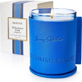 M&SENSE Soy Candles for Home Scented, Orange Island Scented 7.4oz 40 Hours Long Lasting, Natural Aromatic Jar Candle for Spa Bathroom Bedroom, Leather Wrapped Luxury Candle Gifts for Men & Women