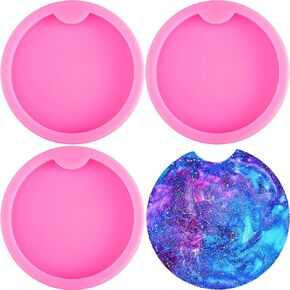 4 Pieces Silicone Resin Mold Keychain Pendant Mold DIY Coaster Mold Crafts Casting Mold Coaster Clay Mold for Homemade Coaster Jewelry Making Tool and DIY Keychain Decoration