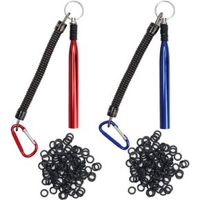 AHIER 2 Pack Wacky Rig Tools and 200 PCS Worm O Rings, Wacky Worm Kit for Stick Soft Baits Wacky Fishing Rigging Tool