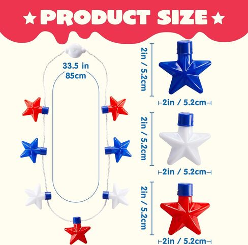 JOYIN 3 PCS 4th of July LED Necklaces, Patriotic Light up Necklace with Stars Red White and Blue Accessories in 6 Different Flicker Modes for 4th of July Party Favors, Memorial Day,Independence Day in Saudi Arabia