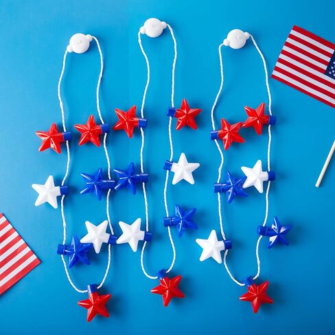 JOYIN 3 PCS 4th of July LED Necklaces, Patriotic Light up Necklace with Stars Red White and Blue Accessories in 6 Different Flicker Modes for 4th of July Party Favors, Memorial Day,Independence Day in Saudi Arabia